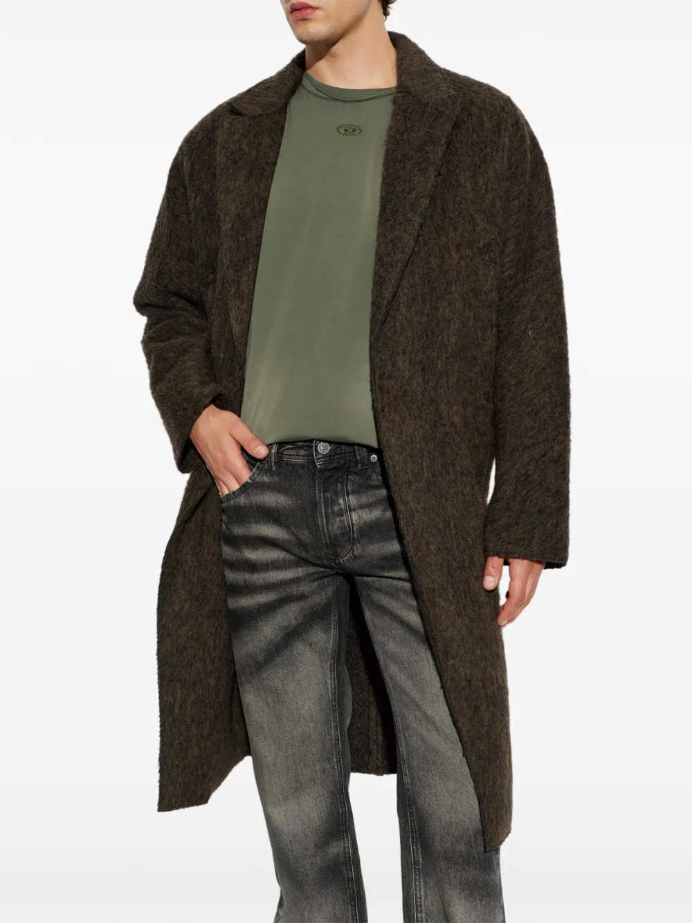 Diesel Geborstelde W-Hull jas Bruin