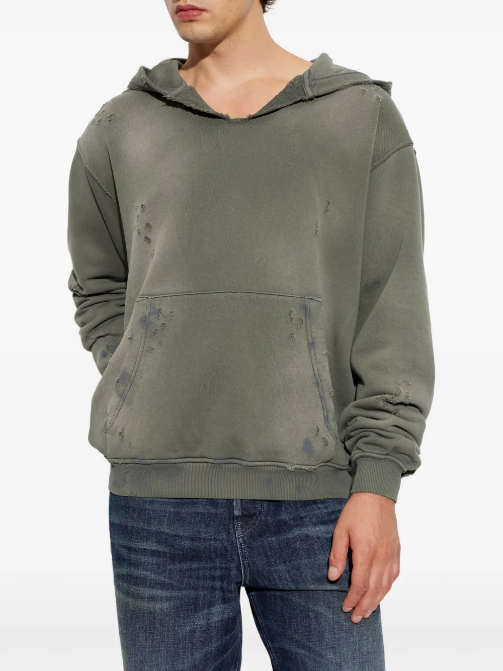 Diesel S-Keithy gerafelde hoodie Groen
