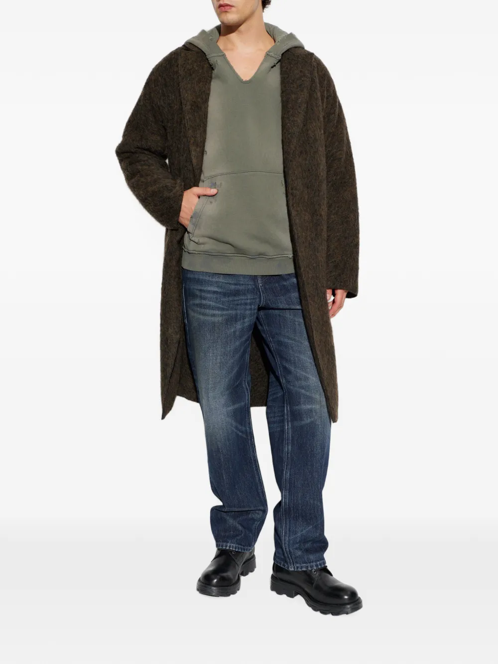 Diesel S-Keithy gerafelde hoodie Groen
