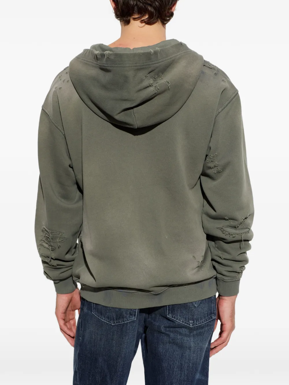 Diesel S-Keithy gerafelde hoodie Groen