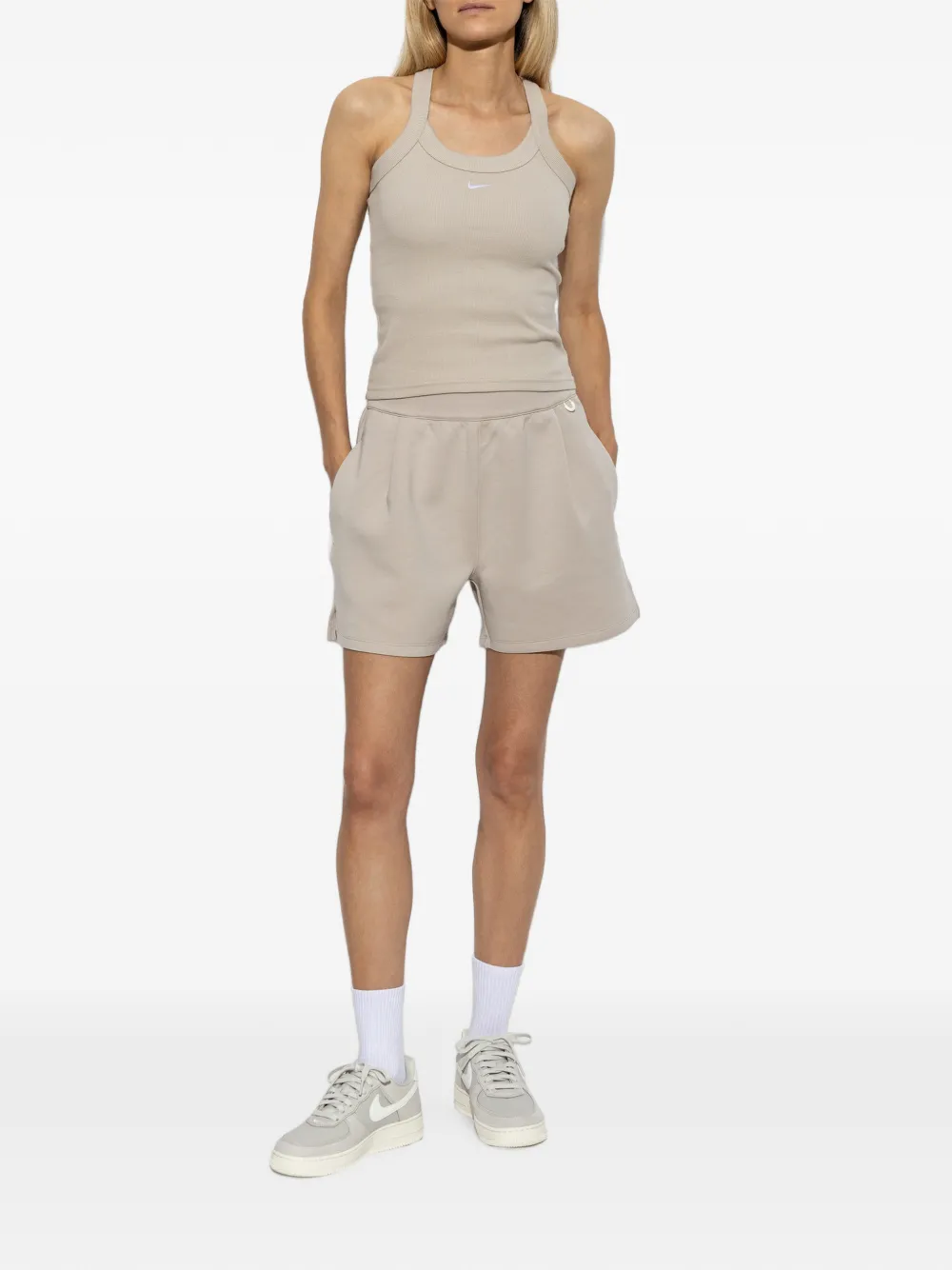 Nike Ribgebreide top Beige