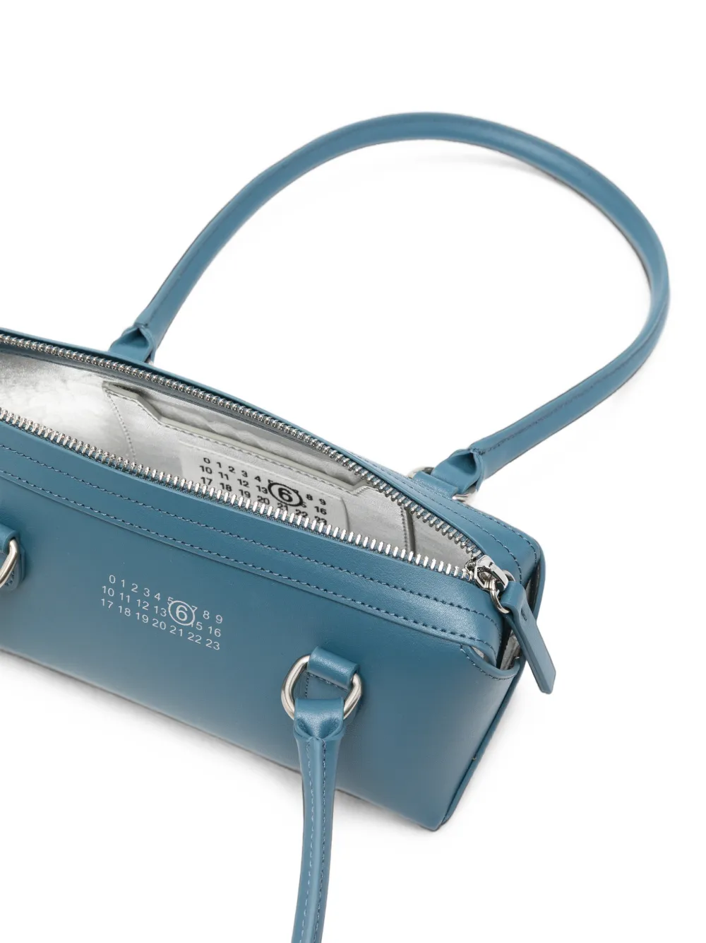 MM6 Maison Margiela Bauletto leren mini-schoudertas met logo-print Blauw