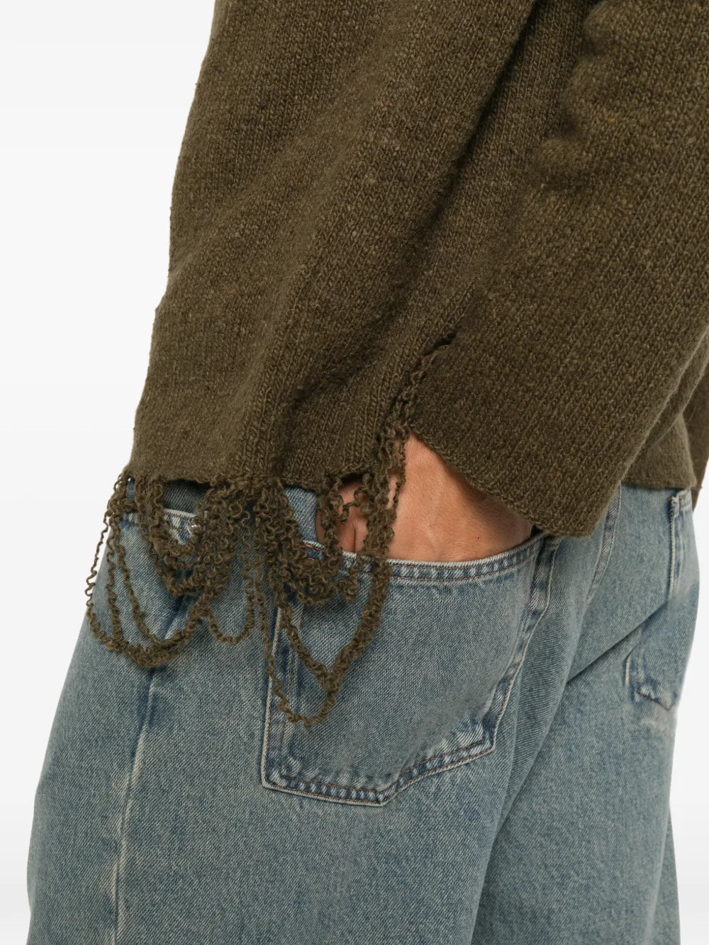 MM6 Maison Margiela logo-print distressed sweater Groen