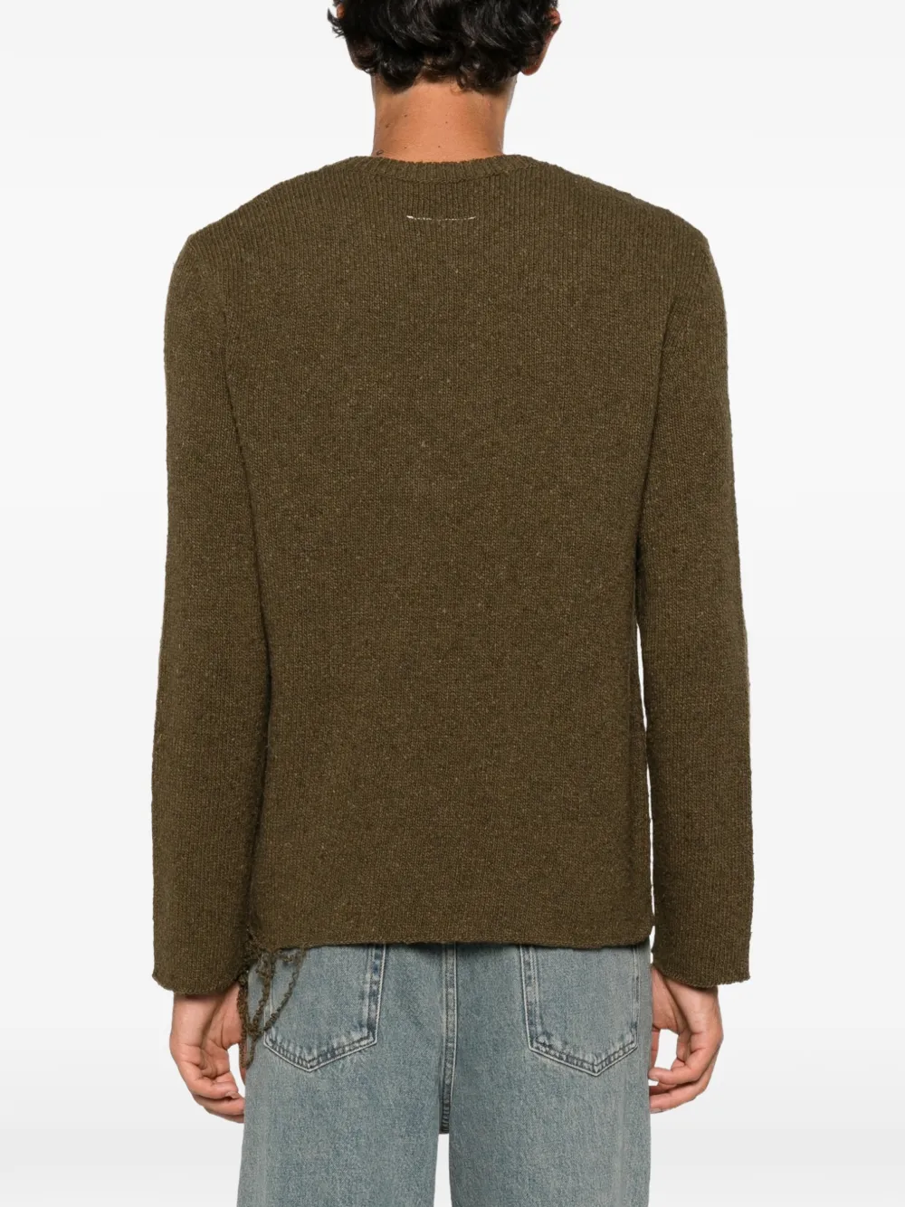 MM6 Maison Margiela logo-print distressed sweater Groen