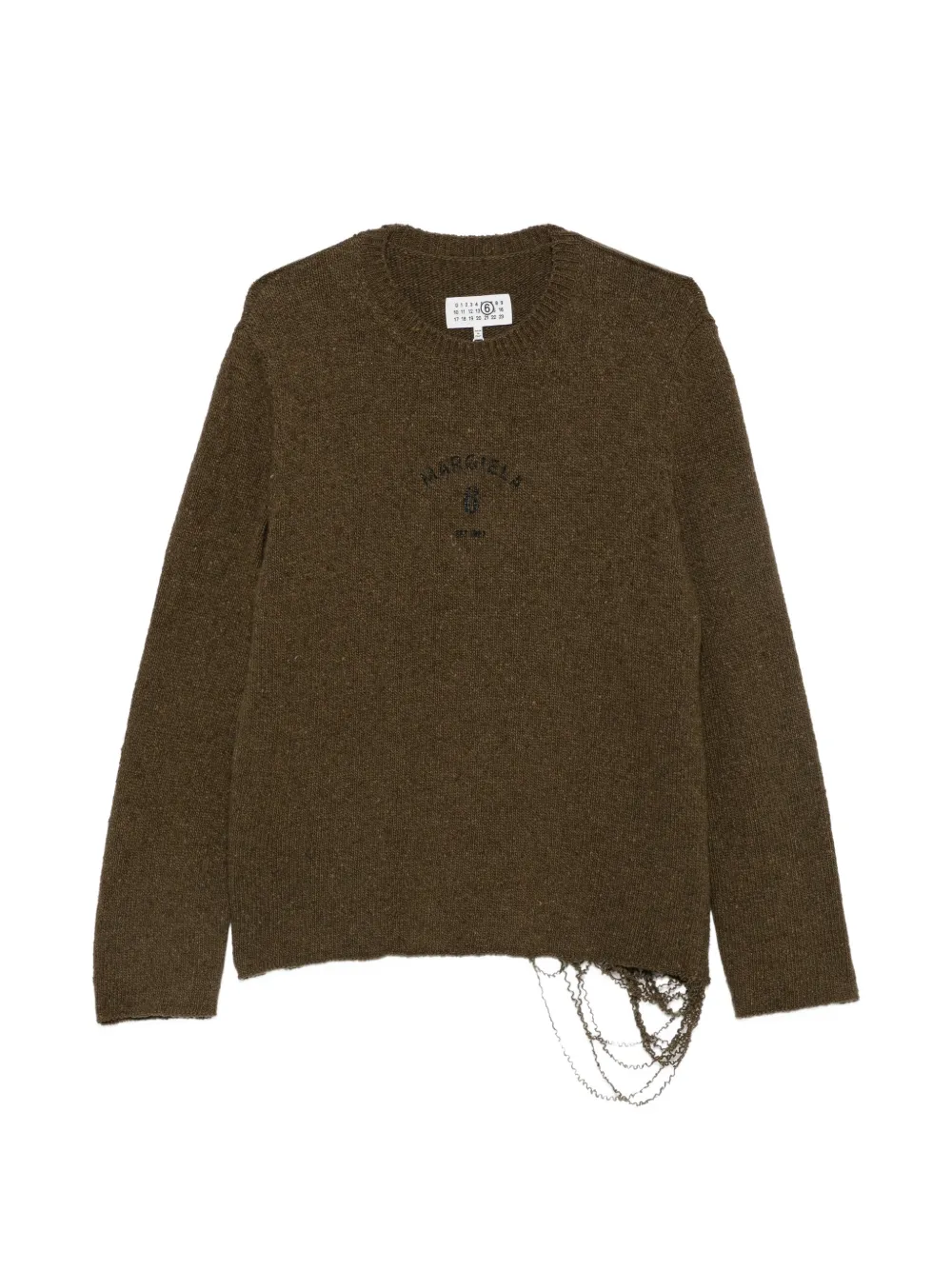 MM6 Maison Margiela logo-print distressed sweater - Verde