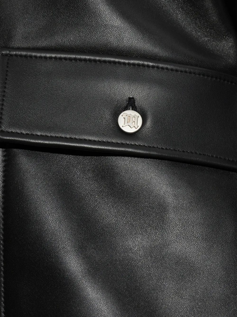 Misbhv Shearling-collar Leather Jacket In Black