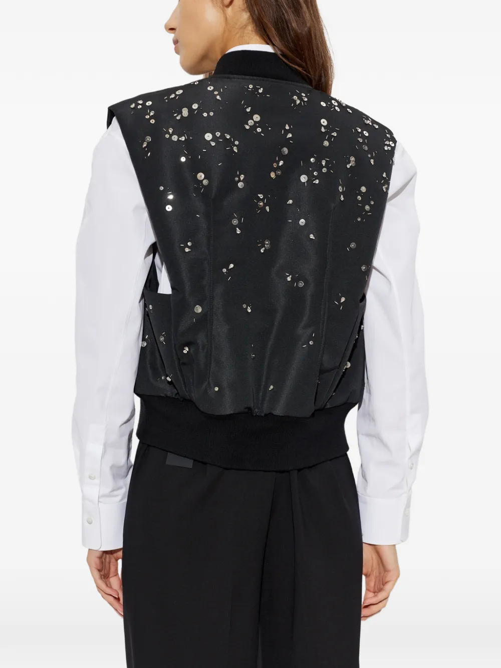 Jil Sander Verfraaide isolerende bodywarmer Zwart