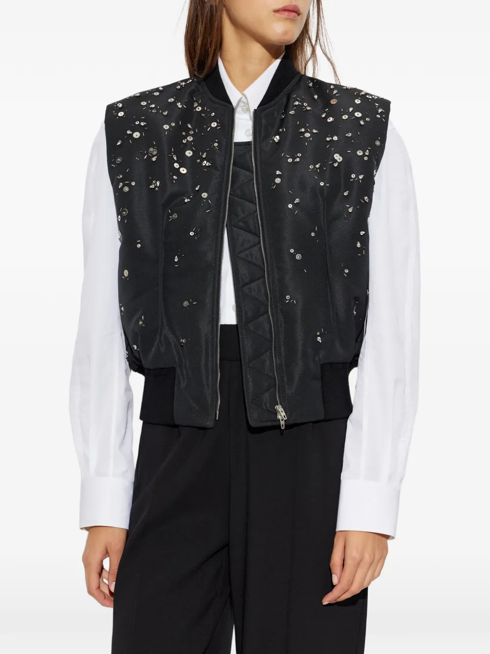 Jil Sander Verfraaide isolerende bodywarmer Zwart