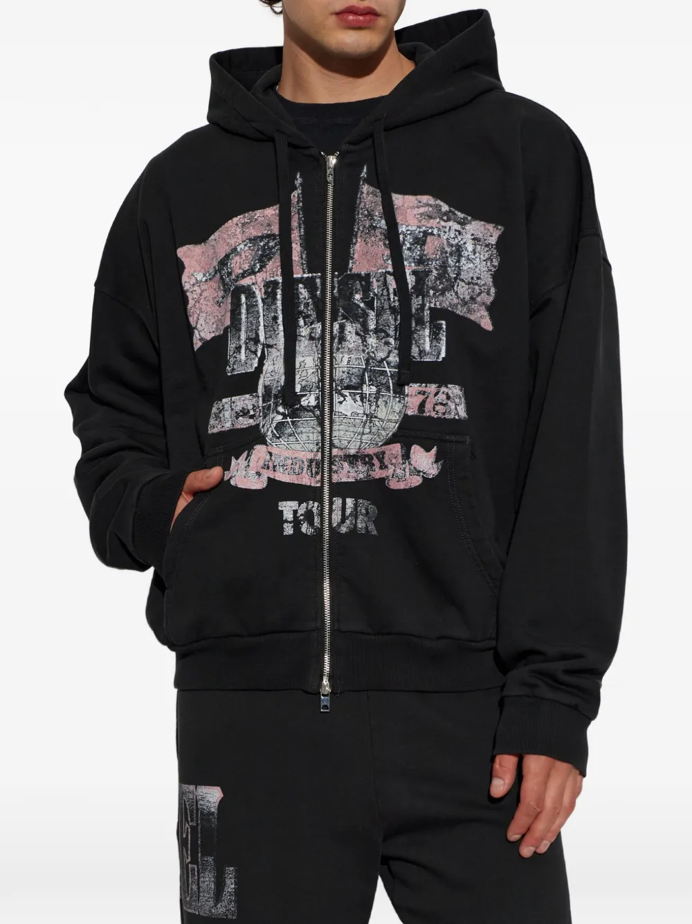 Diesel S-WILL-Zip sweater Zwart