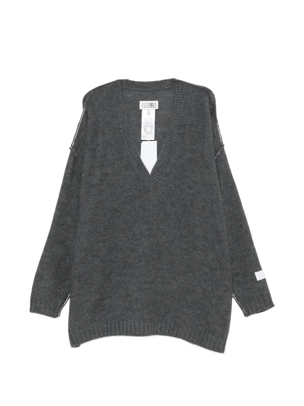 MM6 Maison Margiela oversized V-neck sweater - Grigio