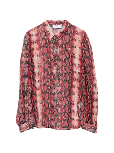 Roberto Cavalli Junior snakeskin-print pussy-bow blouse