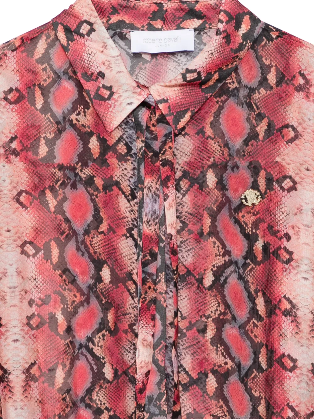 Roberto Cavalli Junior Shirt met slangen-effect en strik Rood