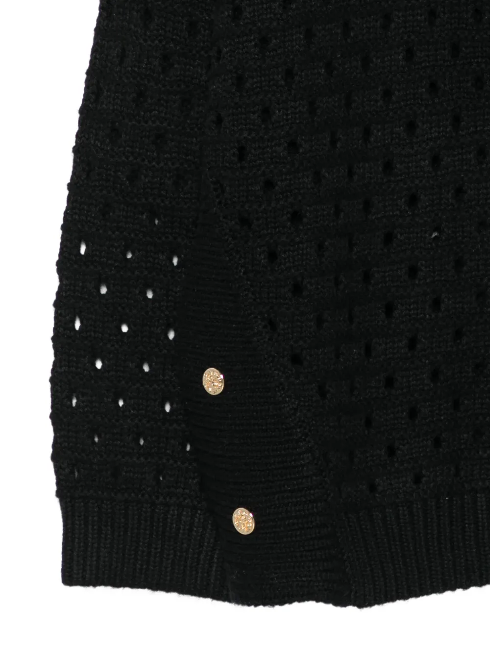 Roberto Cavalli Junior Opengebreide trui met knoopdetail Zwart