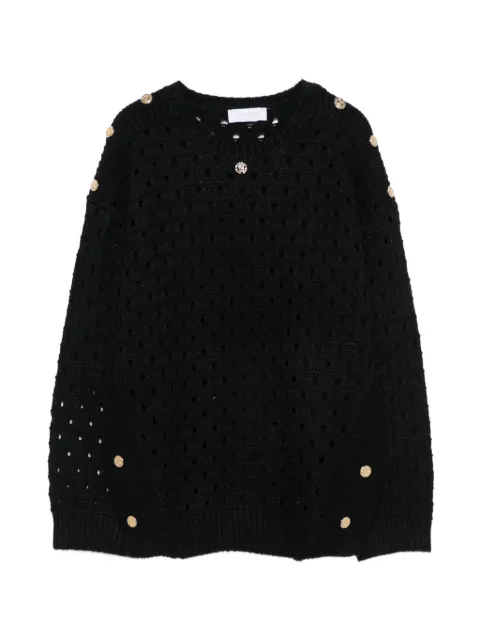 Roberto Cavalli Junior button-detail open-knit sweater