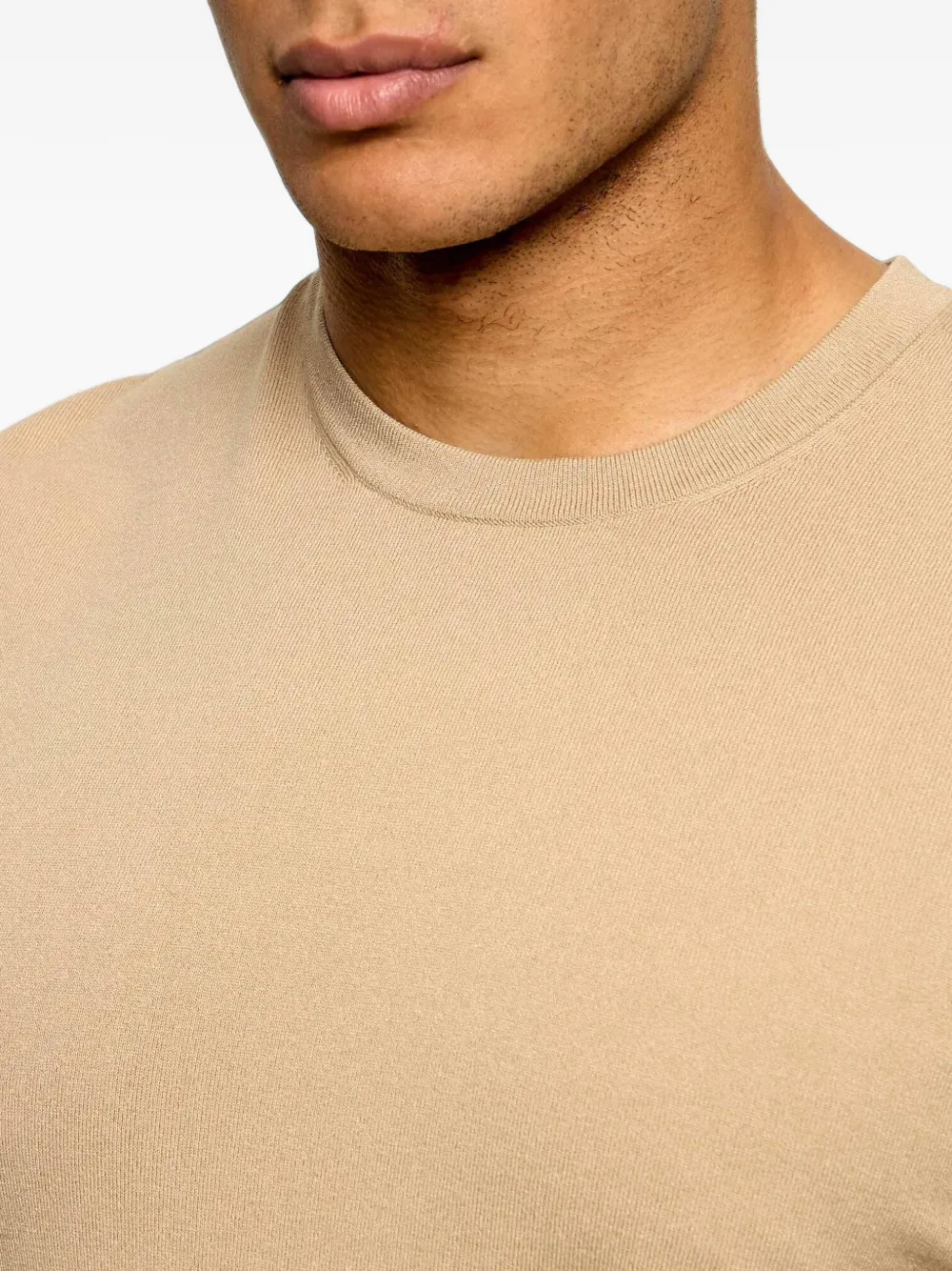 HUGO Slim-fit gebreid T-shirt Beige