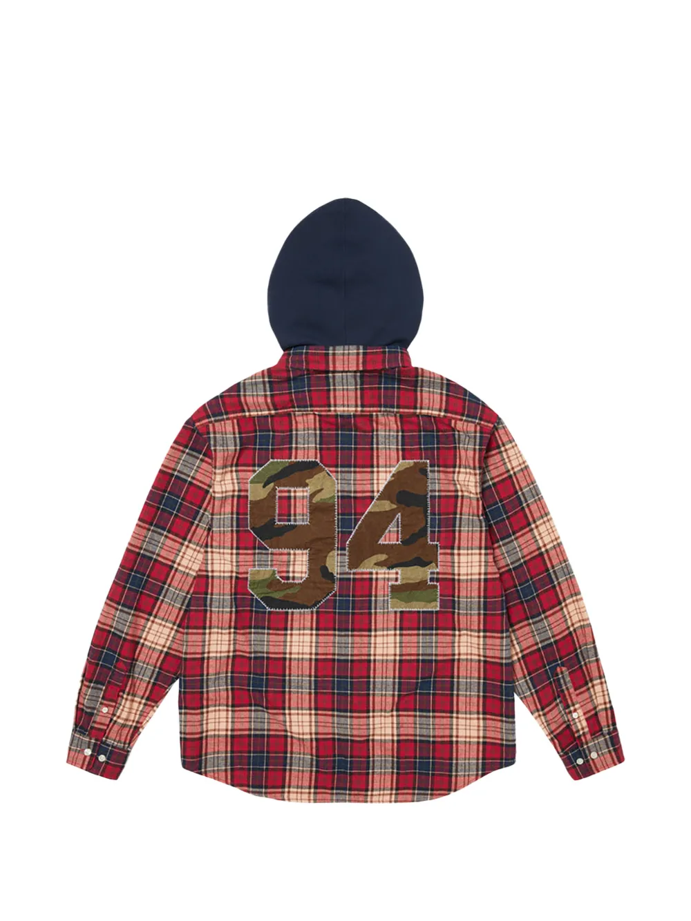 Supreme Flanellen overhemd met capuchon en applicatie Rood