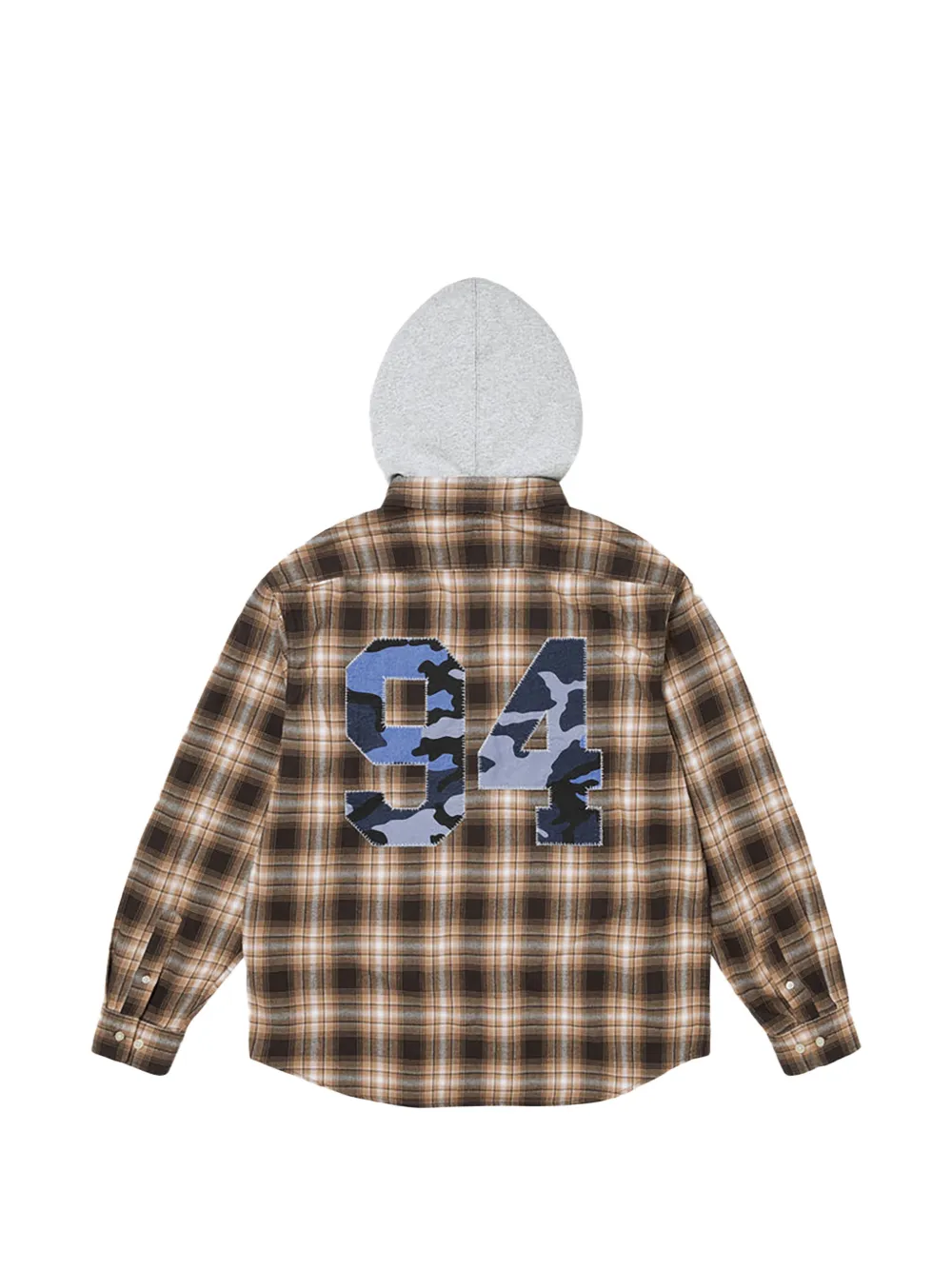 Supreme Flanellen jack met capuchon en applicaties Bruin