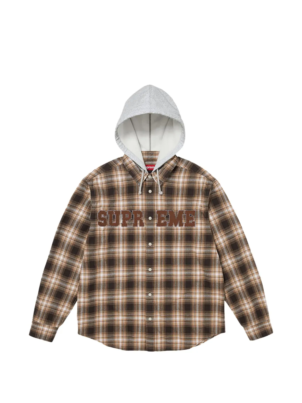 Supreme appliqué hooded flannel jacket