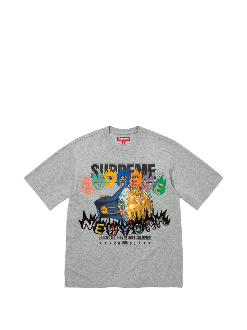 Supreme Undisputed T-shirt verfraaid met kristallen Grijs