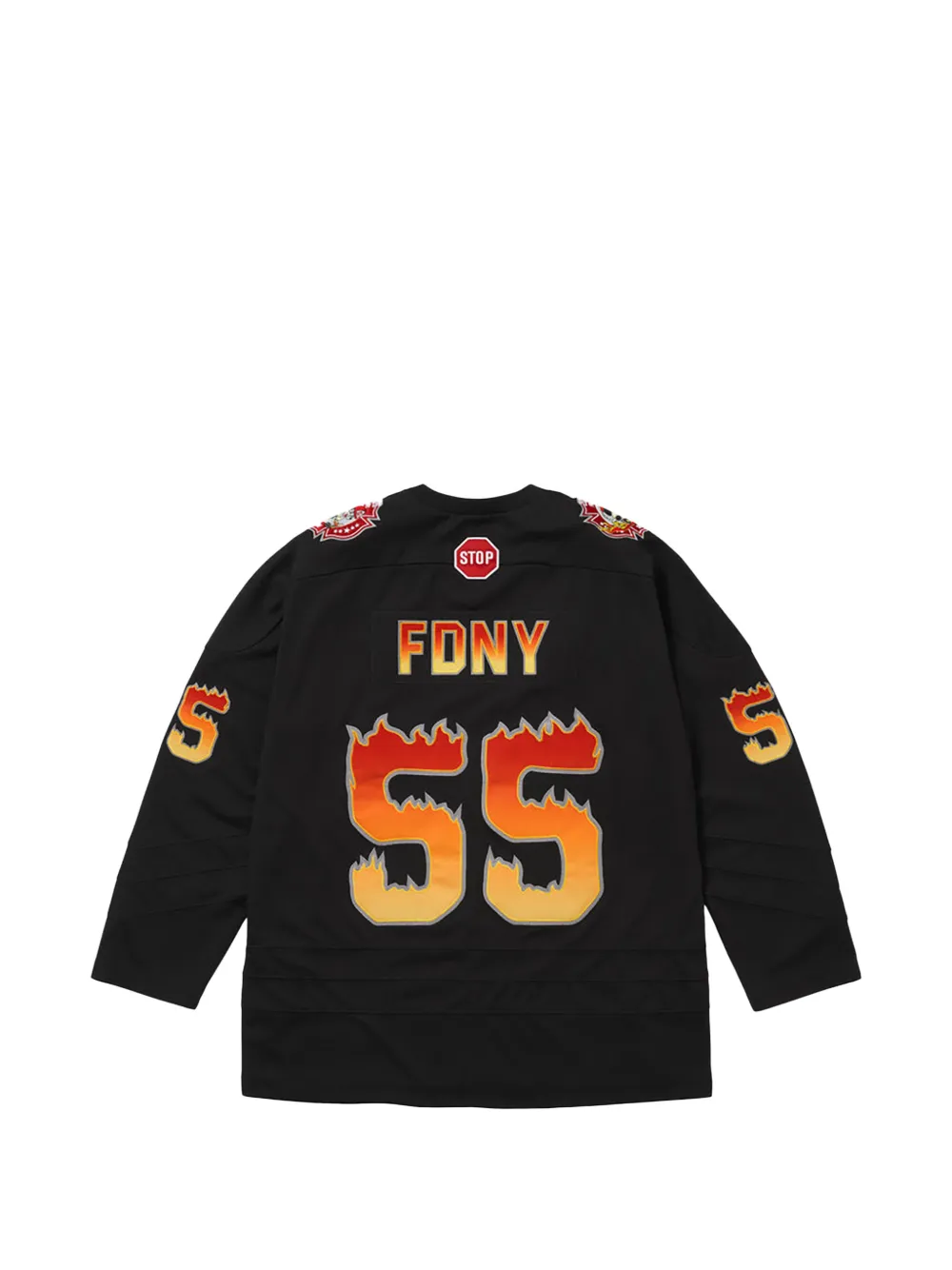 Supreme x FDNY hockey jersey T-shirt Zwart