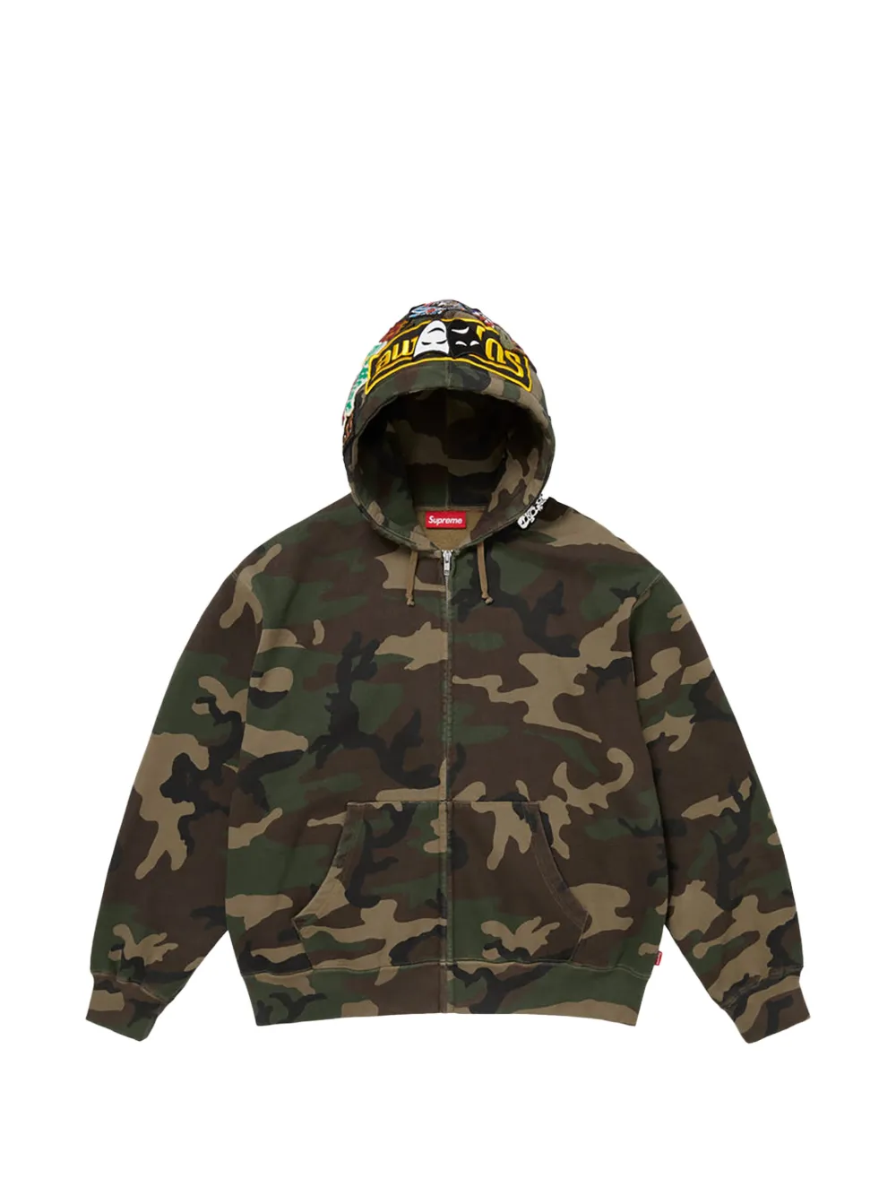 Supreme Woodland Camo patch-detail zip-up hoodie