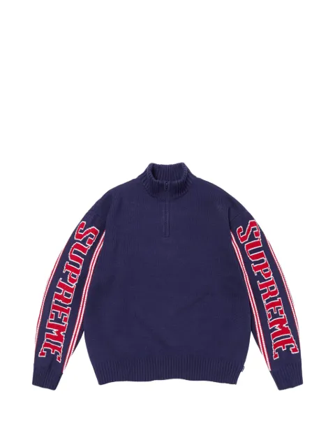 Supreme jacquard-sleeve half-zip sweater