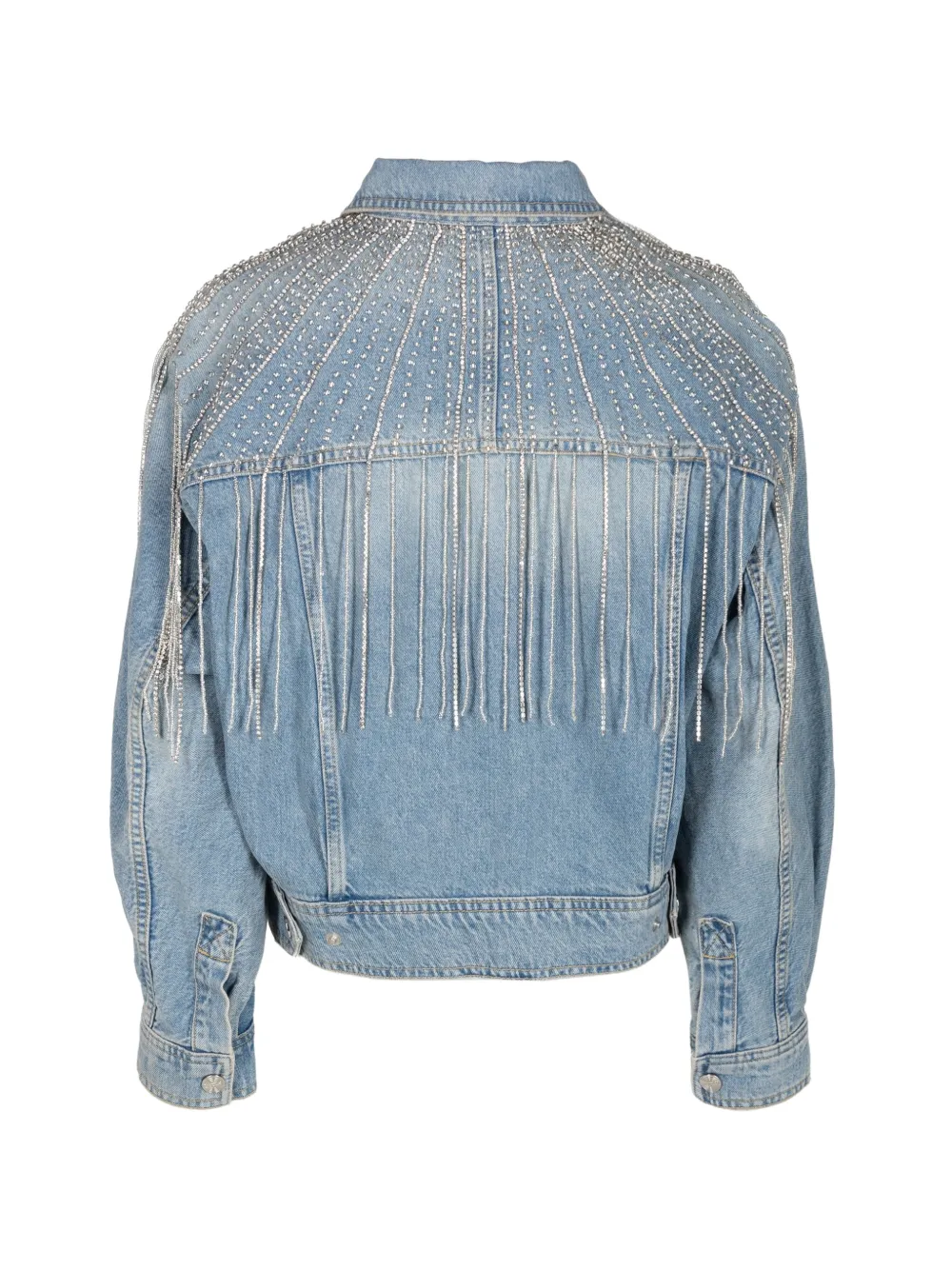 MOTHER Fly Away crystal-fringe denim jacket Blauw
