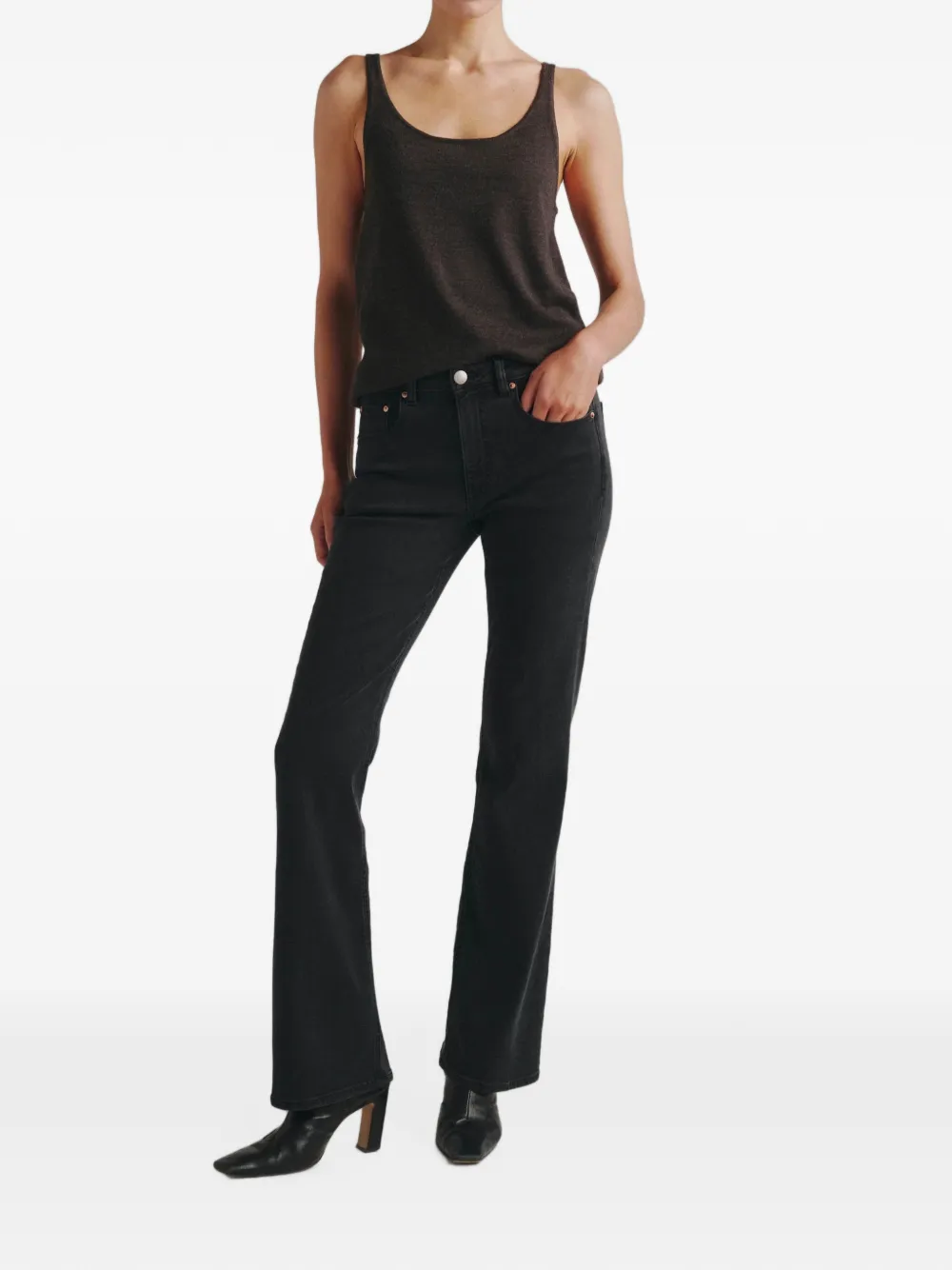 DL1961 Tanktop met diepe ronde hals Grijs