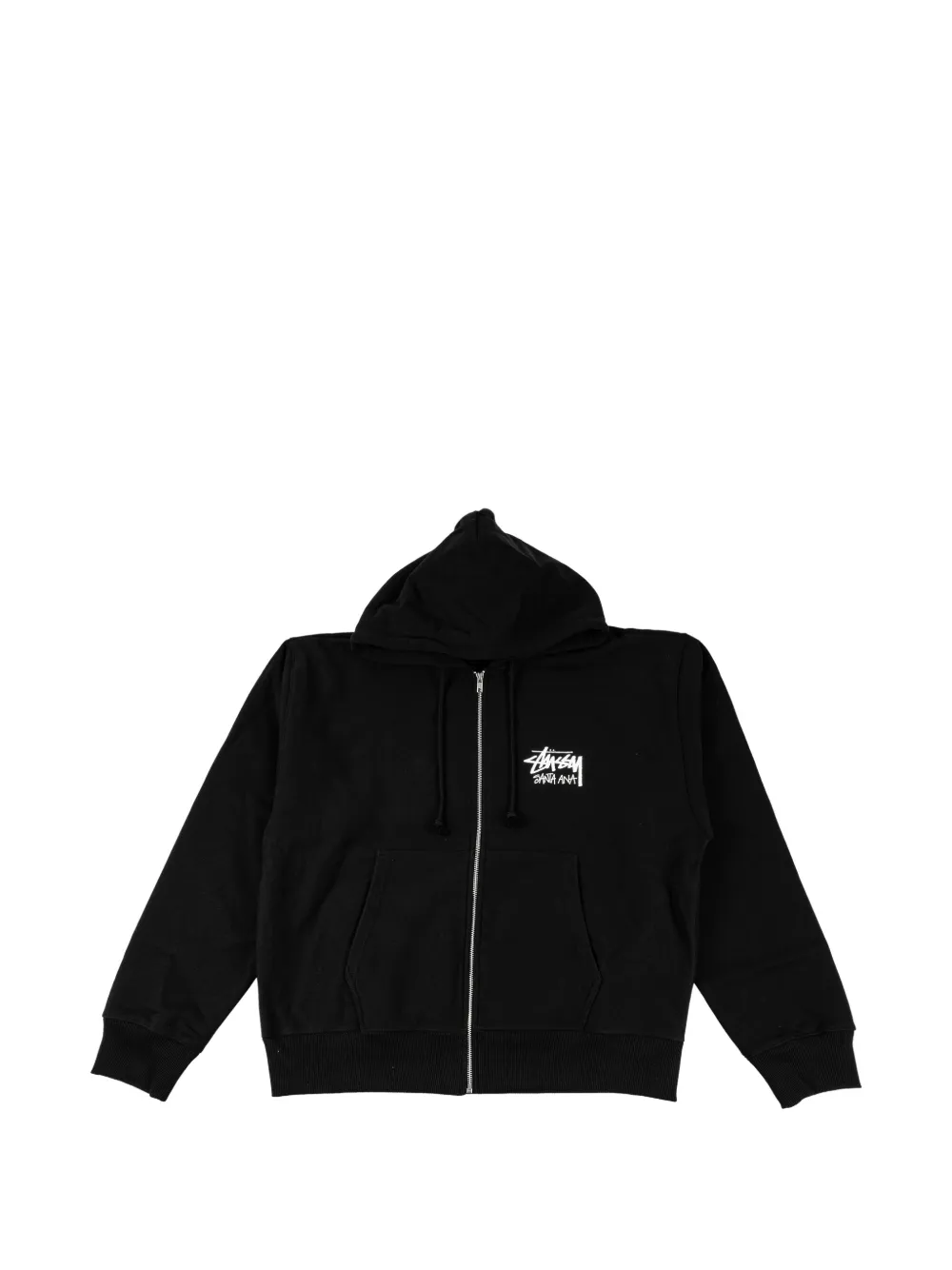 Stüssy Santa Ana logo-print zip-up hoodie - Black