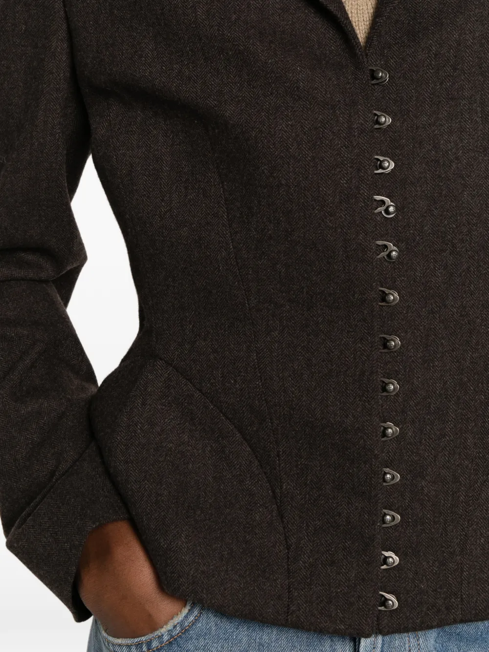 Lauren Ralph Lauren herringbone wool blazer Grijs