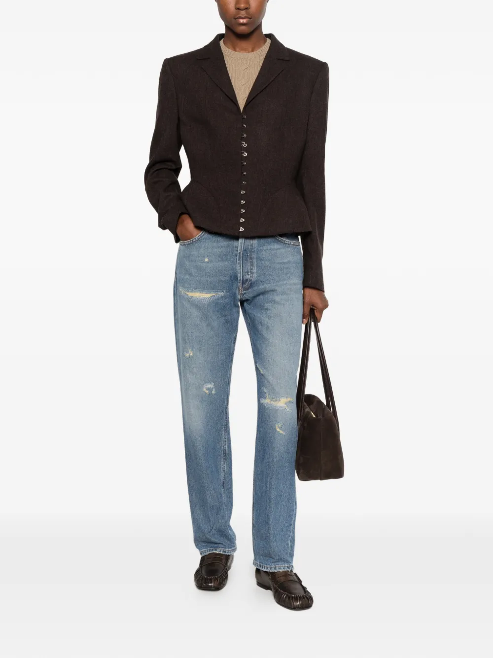 Lauren Ralph Lauren herringbone wool blazer Grijs
