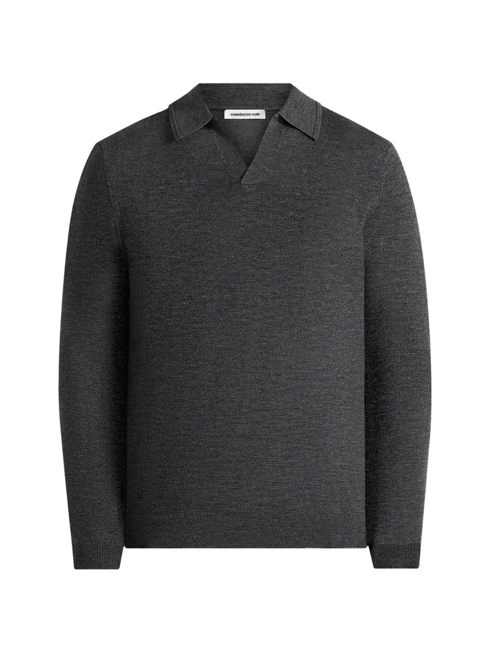 Manière De Voir Polo a maniche lunghe in lana merino con colletto a revers grigia - Grigio