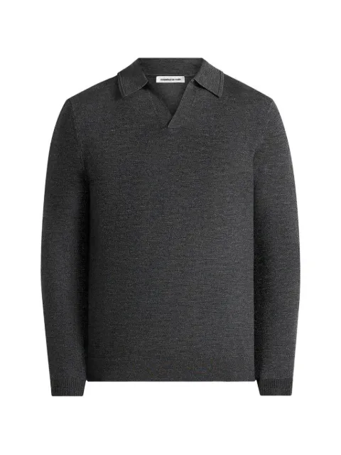 Manière De Voir Lois in grey merino wool long-sleeve revere polo shirt