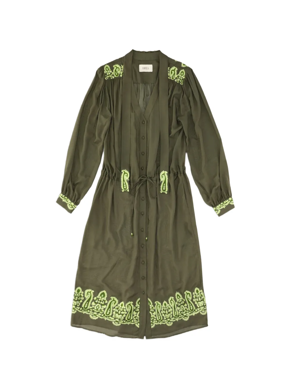 Fortela Alana embroidered midi dress - Verde