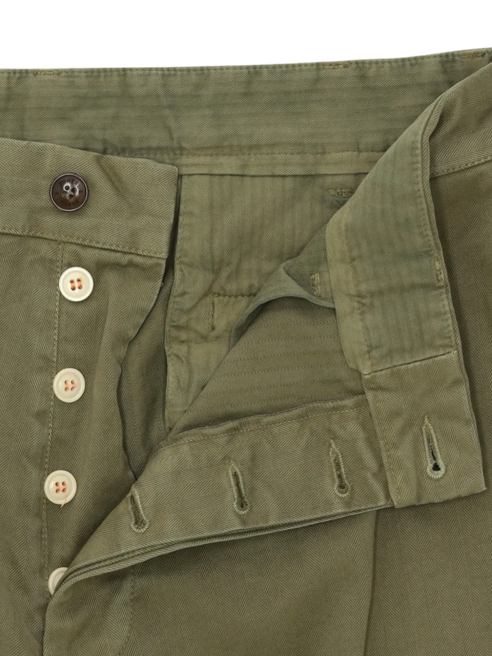 Fortela Silver katoenen straight broek met visgraatpatroon Groen