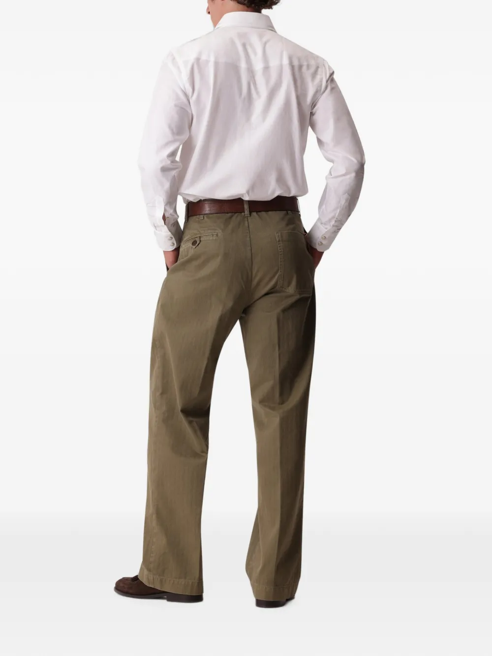 Fortela Silver katoenen straight broek met visgraatpatroon Groen