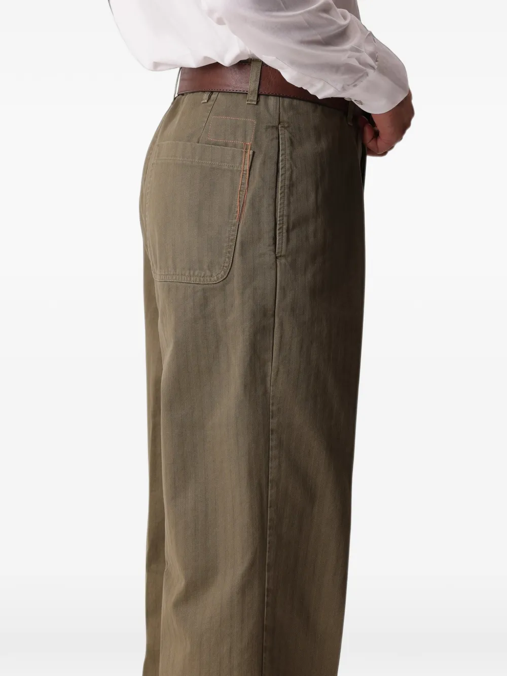 Fortela Silver katoenen straight broek met visgraatpatroon Groen