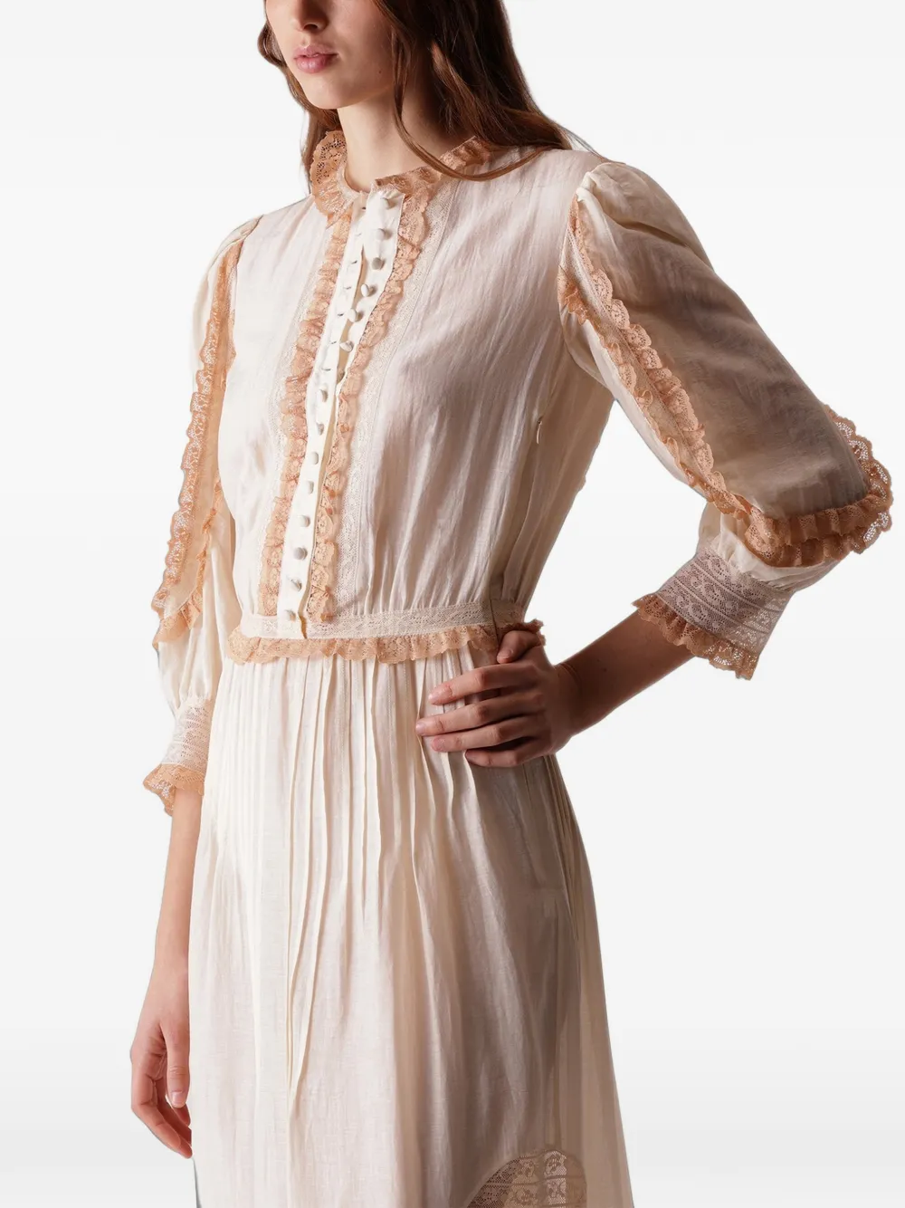 Fortela Astrid Broderie Anglaise Lace Maxi Dress in White, view 3