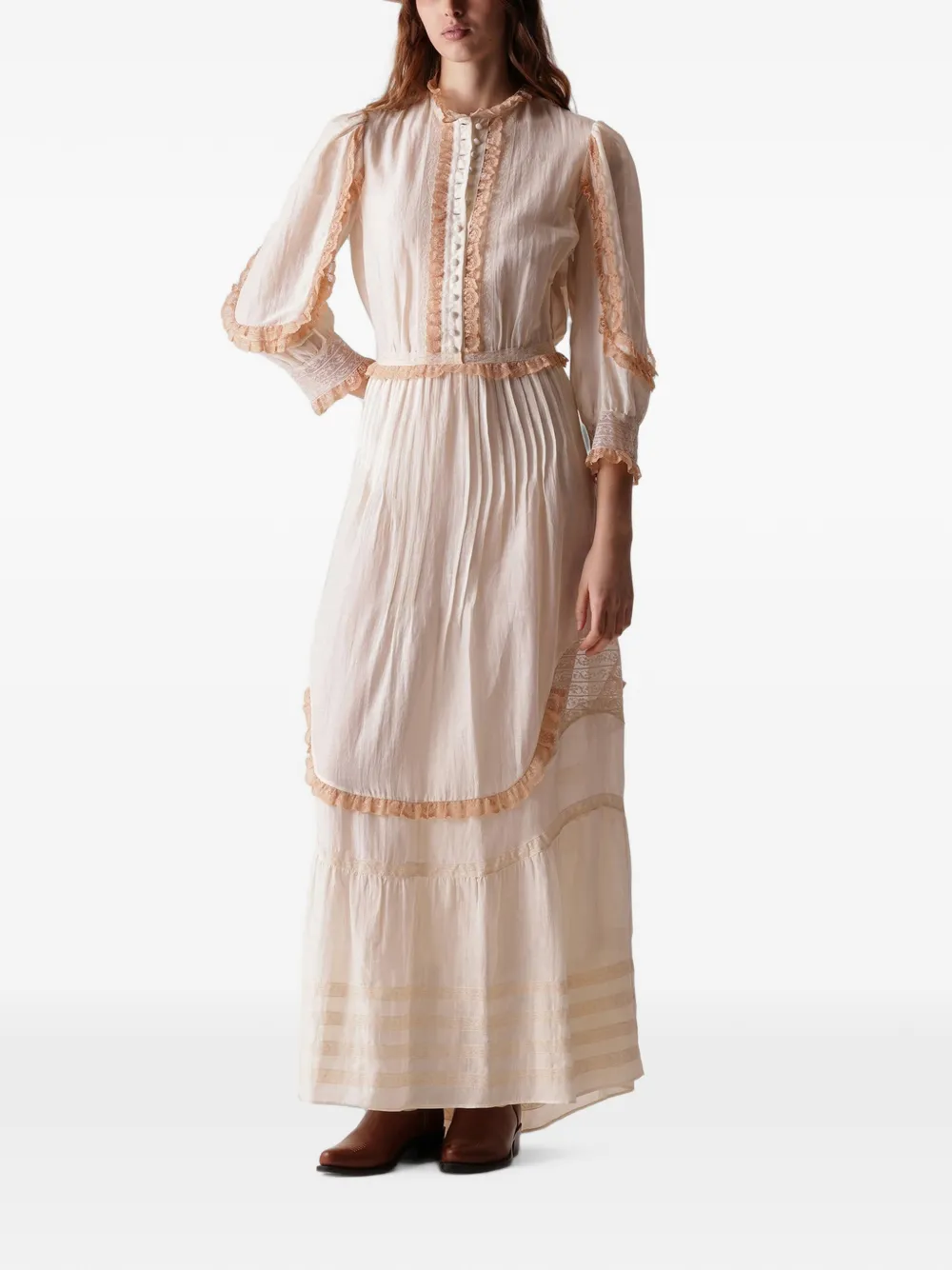Fortela Astrid Broderie Anglaise Lace Maxi Dress in White, view 2