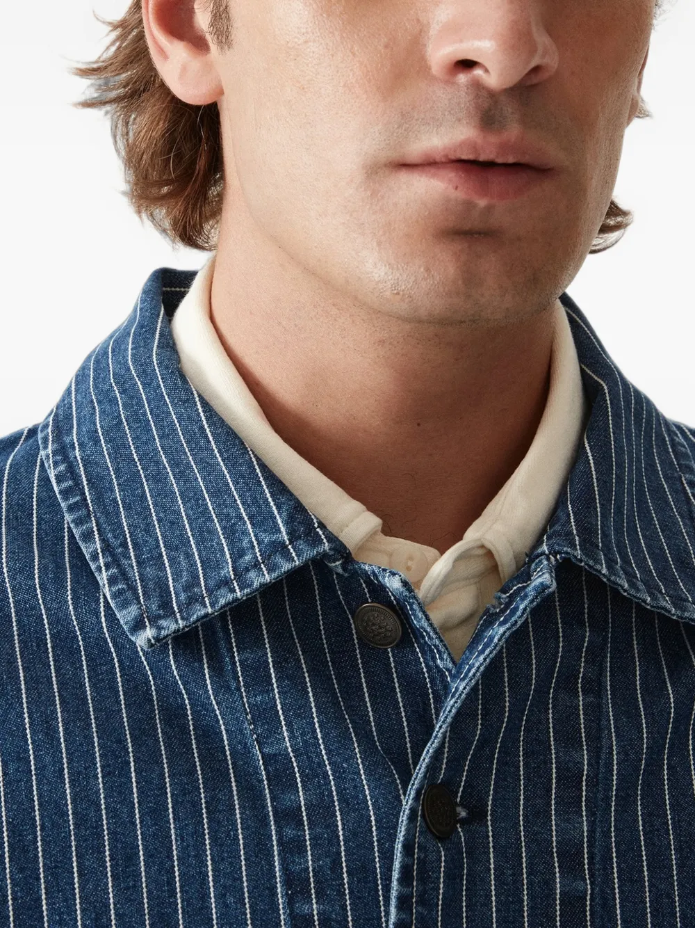 Fortela Clays denim jack met krijtstreep Blauw