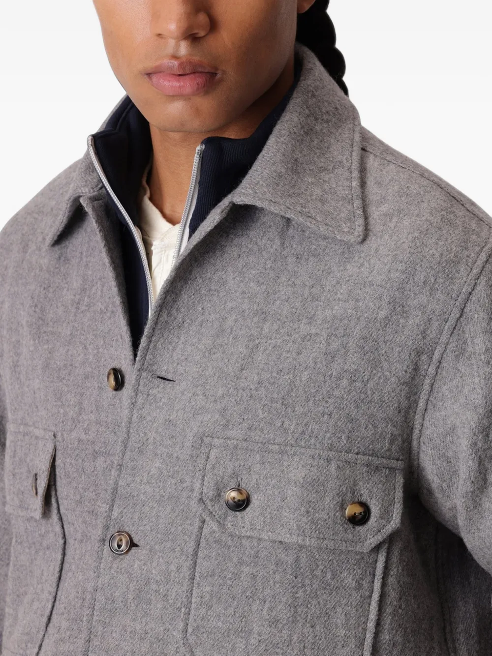 Fortela Pepper wollen shirtjack met knopen Grijs