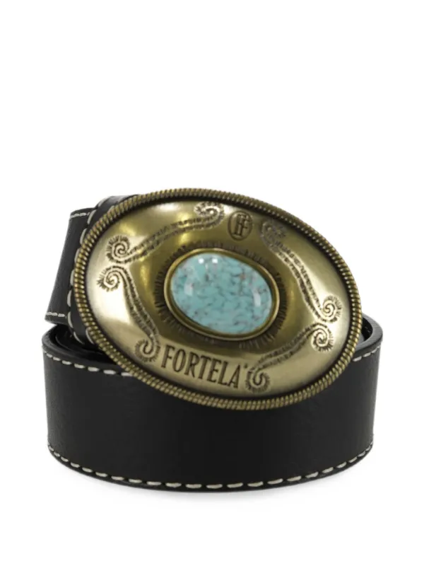 Fortela Tate Logo-buckle Belt in Black