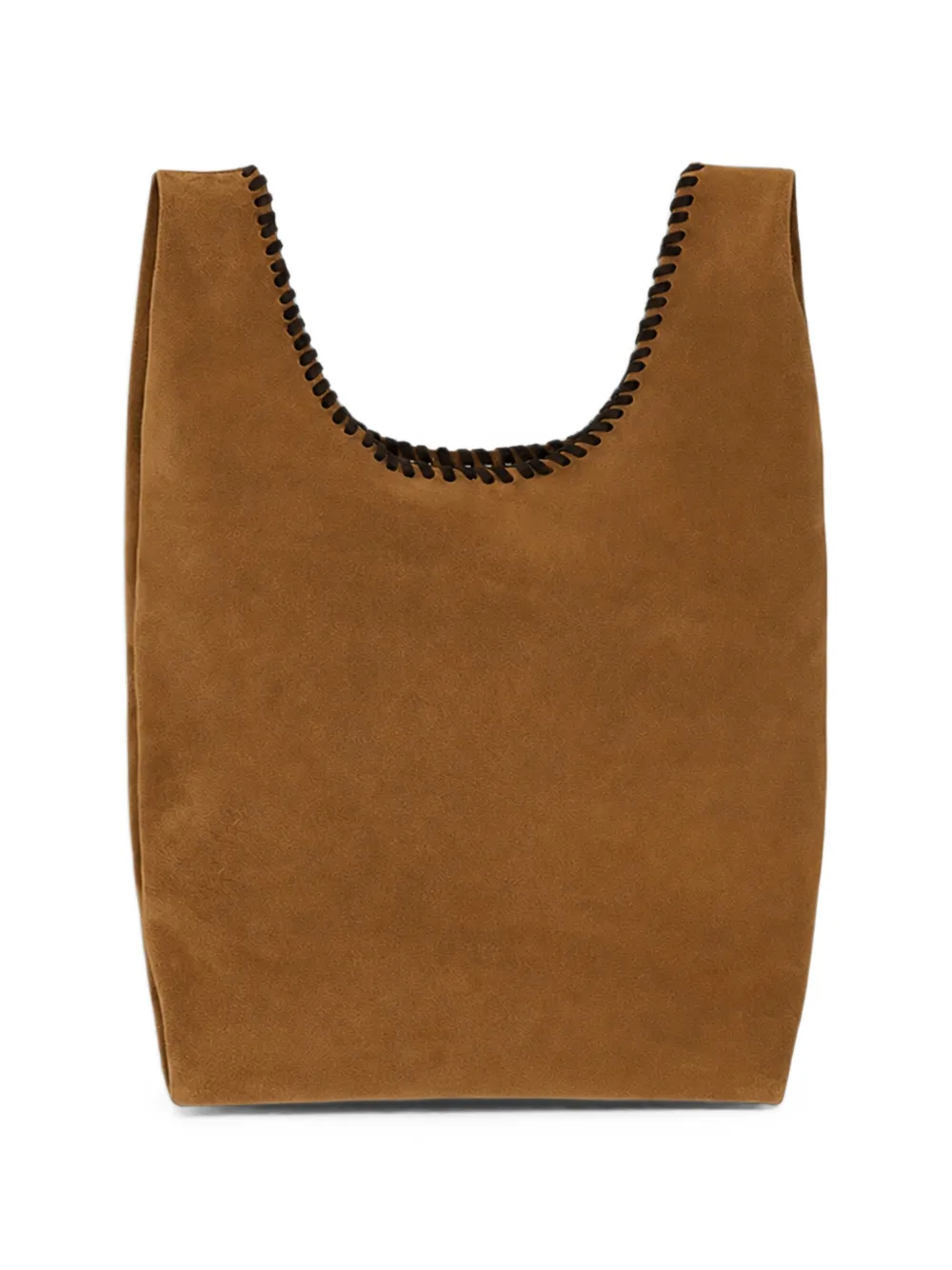 Fortela Mini Karola Whipstitch Suede Tote Bag in Brown, view 2