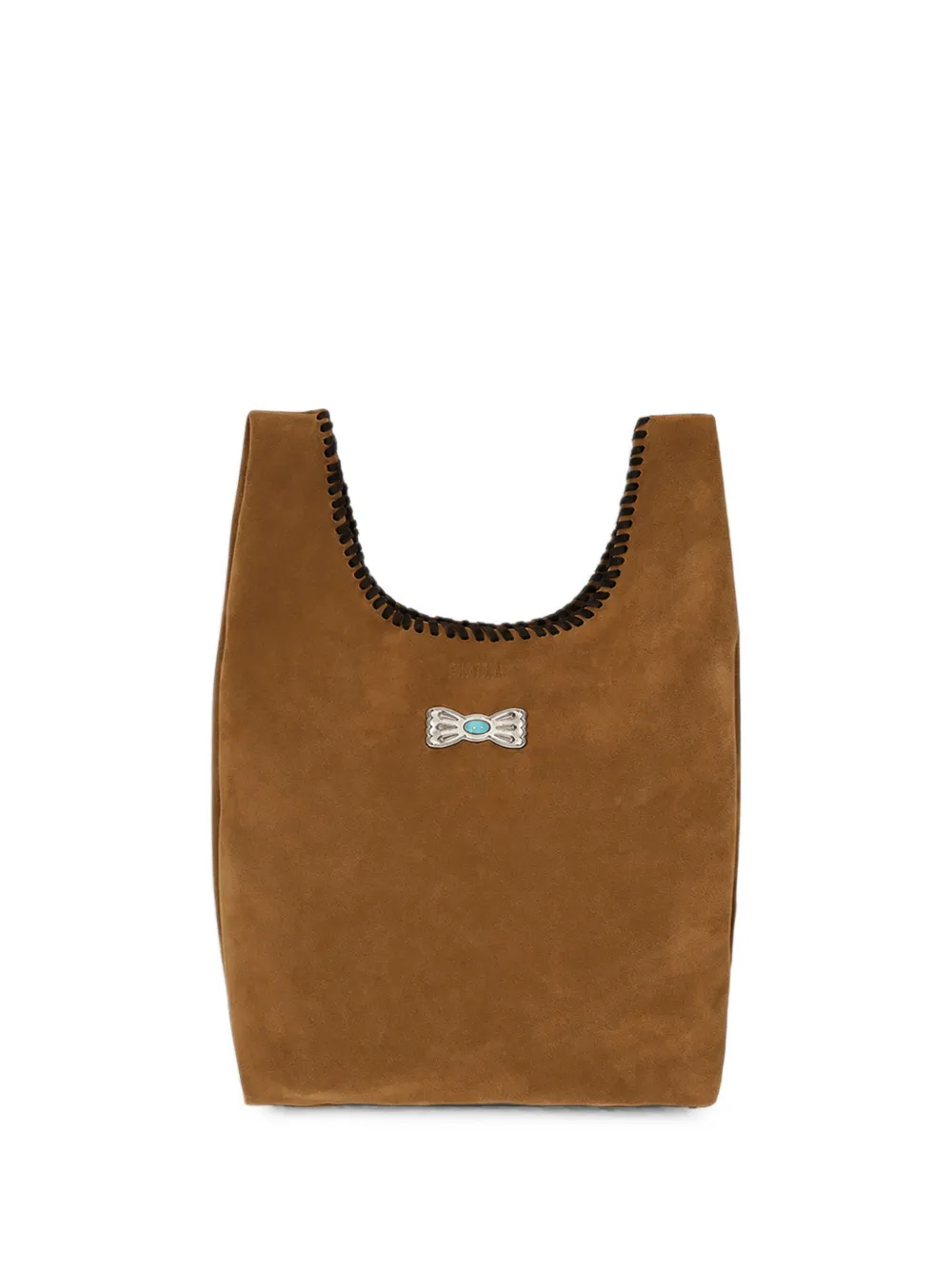Fortela mini Karola whipstitch suede tote bag - Marron Fortela mini Karola whipstitch suede tote bag - Marron
