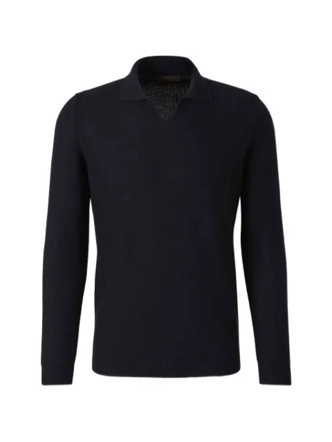 Zanone waffle-knit spread-collar polo shirt