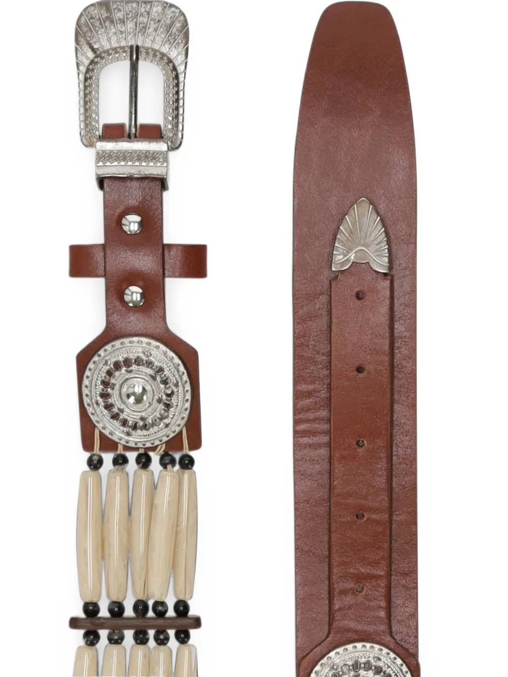 Fortela Tamika Bead-embellished Studded Belt in Brown, view 4