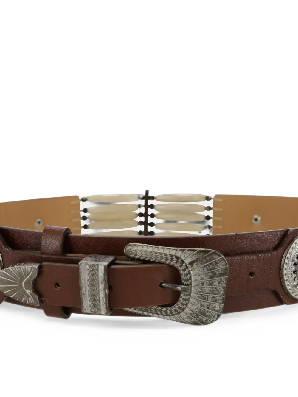 Fortela Tamika Bead-embellished Studded Belt in Brown, view 3