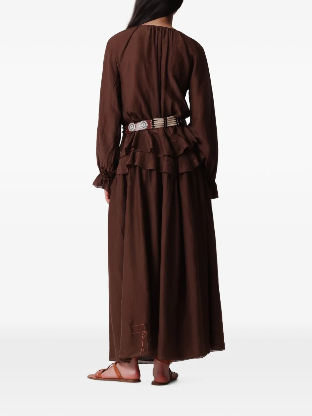 Fortela Tamika Bead-embellished Studded Belt in Brown, view 5
