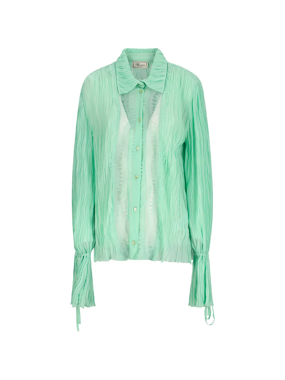 Blumarine plissé lace-trimmed shirt · 42