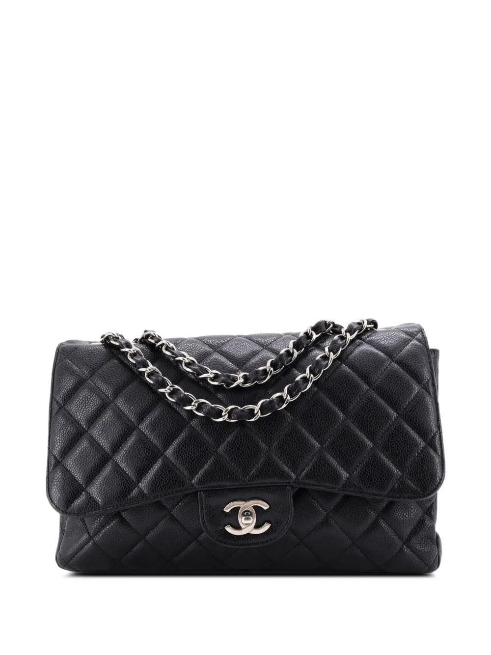CHANEL Pre-Owned Classic Single Flap Bag Quilted Caviar Jumbo shoulder bag - Nero